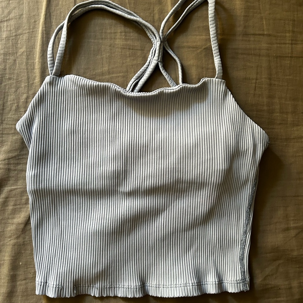 M - Ribbed Strappy Top - Soft Baby Blue